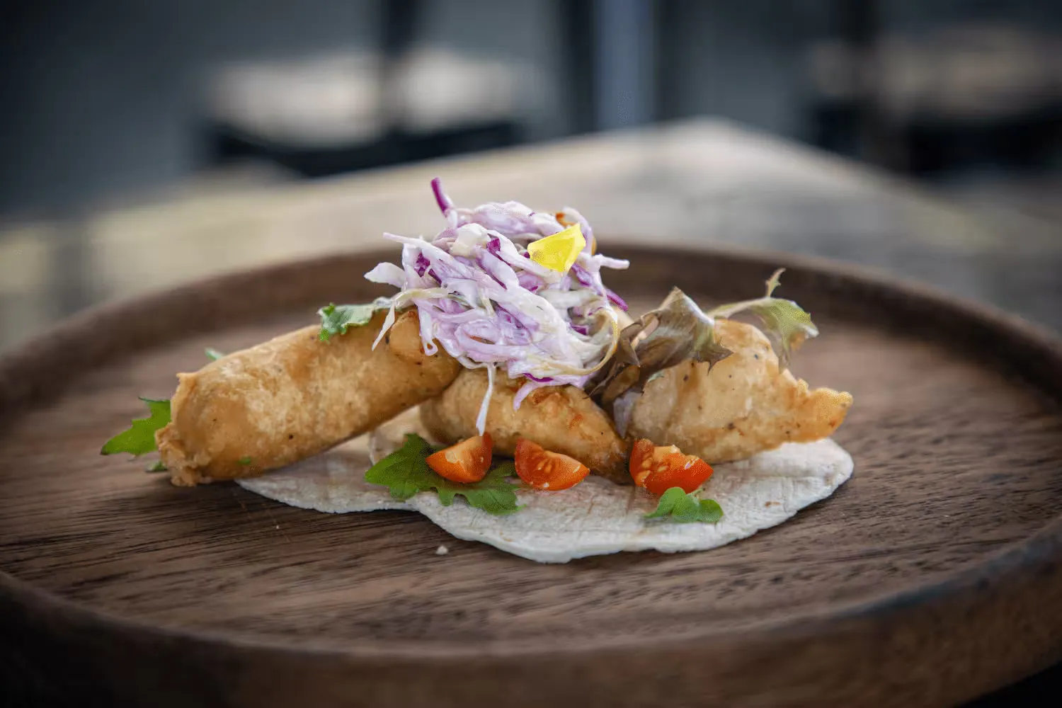 Gourmet tacos stylishly plated